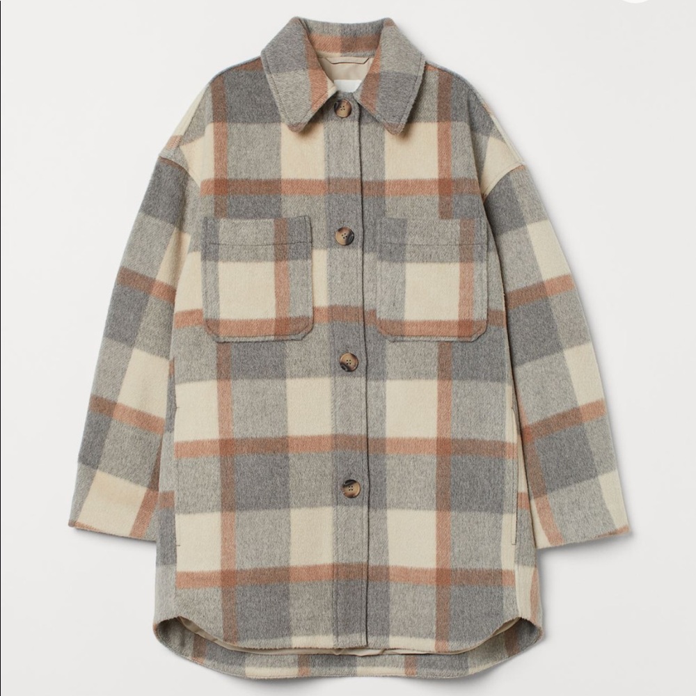 H & M  grey plaid shacket